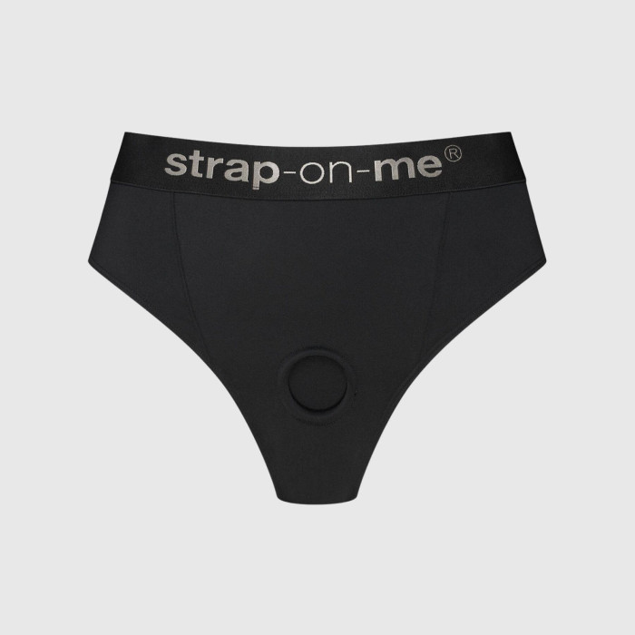 Трусики-бразиліана з фіксацією дилдо Strap-On-Me Harness Lingerie Idole – XL – Black, високі