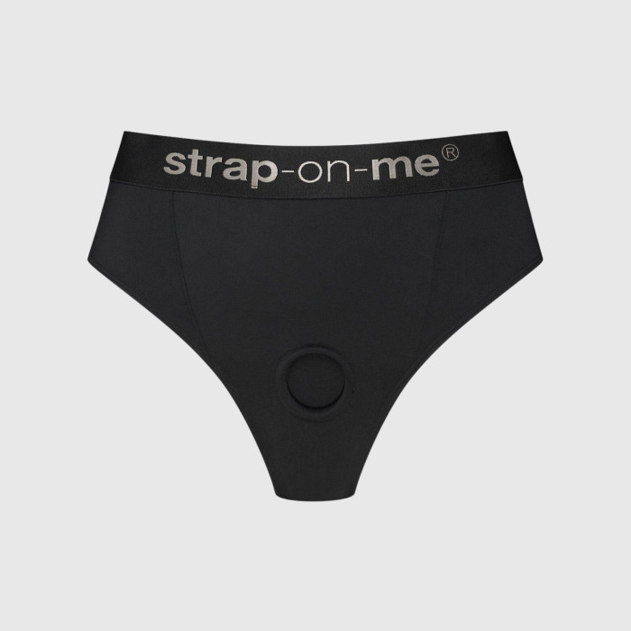 Трусики-бразиліана з фіксацією дилдо Strap-On-Me Harness Lingerie Idole – XS – Black, високі