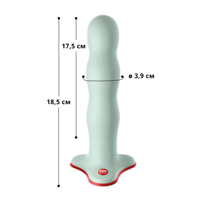 Фалоімітатор Fun Factory BOUNCER Light Green, кульки всередині, ефект вібрації, діаметр 3,9 см