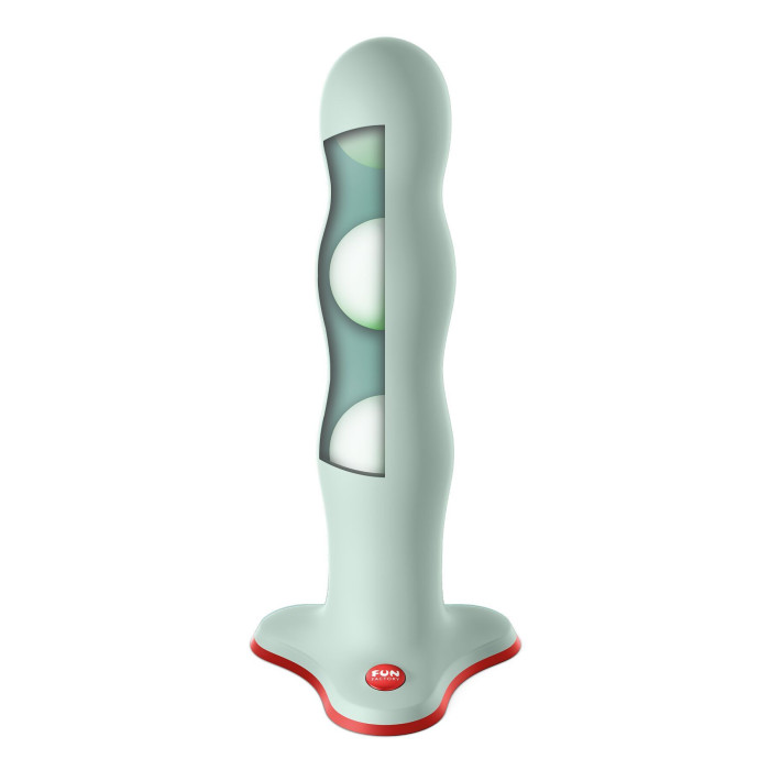 Фалоімітатор Fun Factory BOUNCER Light Green, кульки всередині, ефект вібрації, діаметр 3,9 см