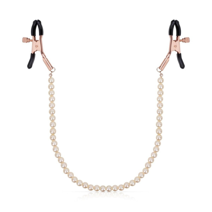 Затискачі для сосків з перлинним ланцюжком Rosy Gold - Nipple Clamps Pearls