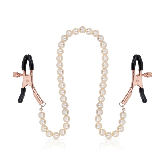 Затискачі для сосків з перлинним ланцюжком Rosy Gold - Nipple Clamps Pearls
