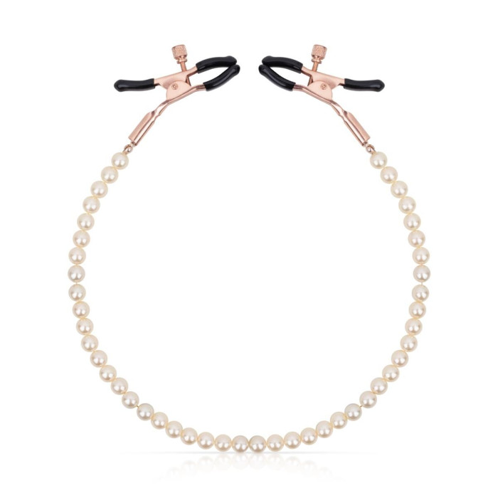 Затискачі для сосків з перлинним ланцюжком Rosy Gold - Nipple Clamps Pearls