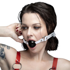 Кляп силіконовий Feral Feelings Silicon Ball Gag White/Black, білий ремінець, чорна кулька