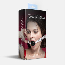 Кляп силіконовий Feral Feelings Silicon Ball Gag White/Black, білий ремінець, чорна кулька
