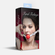 Кляп силіконовий Feral Feelings Silicon Ball Gag White/Red, білий ремінець, червона кулька