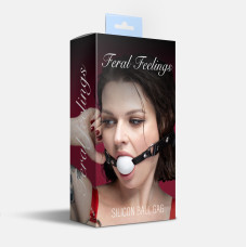 Кляп силіконовий Feral Feelings Silicon Ball Gag Black/White, чорний ремінець, біла кулька