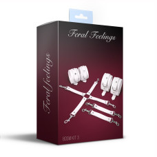 Набір для БДСМ Feral Feelings BDSM Kit 3 White, наручники, поножі, хрестовина