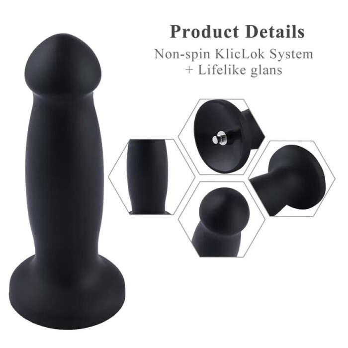 Силіконовий фалоімітатор для секс-машин Hismith 7.2" Black Silicone Anal Dildo, система KlicLok