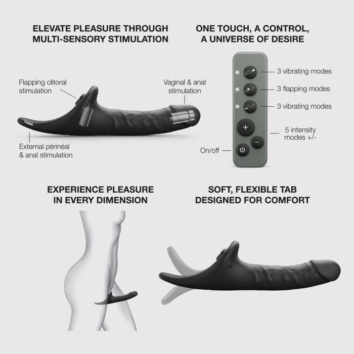 Вібронасадка для страпону з вакуумною стимуляцією Strap-On-Me Multi Orgasm Realistic Dildo XL Black