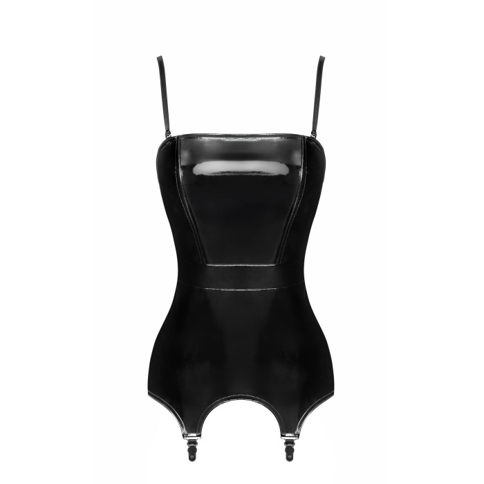 Корсет з підв'язками для панчіх Noir Handmade F381 Dominae Venom PVC corset-belt XL
