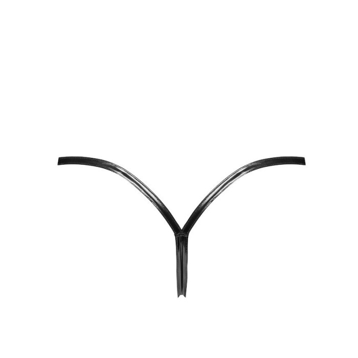 Трусики Noir Handmade P014 Dominae PVC panty with silver clasp XS