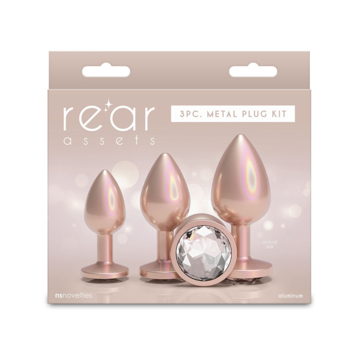 Набір анальних пробок NS Novelties Rear Assets - Trainer Kit - Iridescent Champagne - Clear Gem