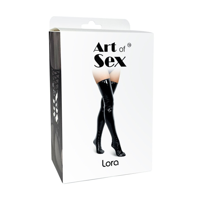 Сексуальні вінілові панчохи Art of Sex - Lora, розмір L, з ефектом мокрого оксамиту