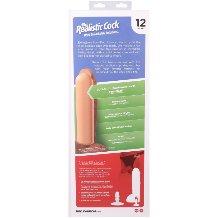 Фалоімітатор Doc Johnson The Realistic Cock ULTRASKYN - 12 Inch Hung with Balls Vanilla