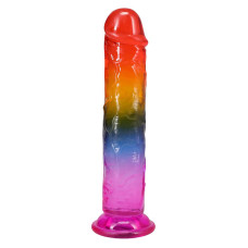 Фалоімітатор Doc Johnson Crystal Jellies - 7.5 Inch Dong - Rainbow