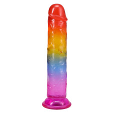 Фалоімітатор Doc Johnson Crystal Jellies - 7 Inch Сlassic Dong - Rainbow