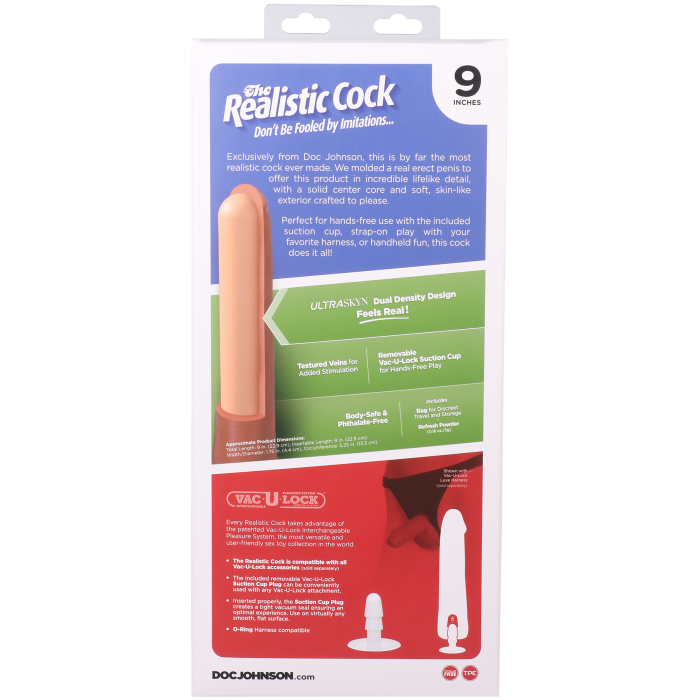 Фалоімітатор Doc Johnson The Realistic Cock ULTRASKYN - 9 Inch Chocolate