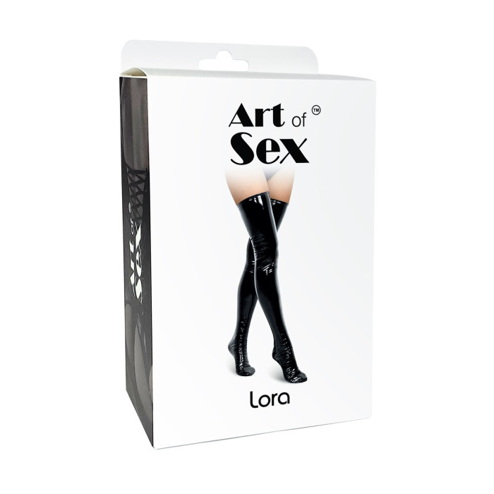 Сексуальні вінілові панчохи Art of Sex - Lora, розмір S, з ефектом мокрого оксамиту