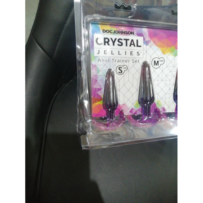 Набір анальних пробок Doc Johnson Crystal Jellies - Anal Trainer Set - Rainbow (м'яте паковання!!!)