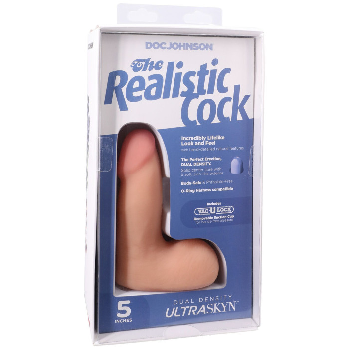 Фалоімітатор Doc Johnson The Realistic Cock ULTRASKYN - 5" with Balls Vanilla (надрив паковання!!!)