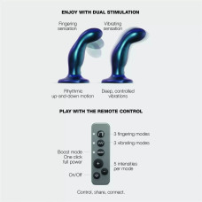 Дилдо з вібрацією Strap-On-Me FINGERING & VIBRATING DILDO - M - BLUE, з манливим рухом