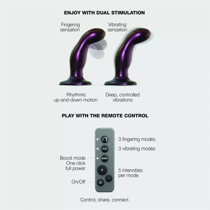 Дилдо з вібрацією Strap-On-Me FINGERING & VIBRATING DILDO - M - PURPLE, з манливим рухом