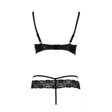 Комплект білизни Passion Exclusive NORTH SET L/XL, black, ліф і трусики з елементами під латекс