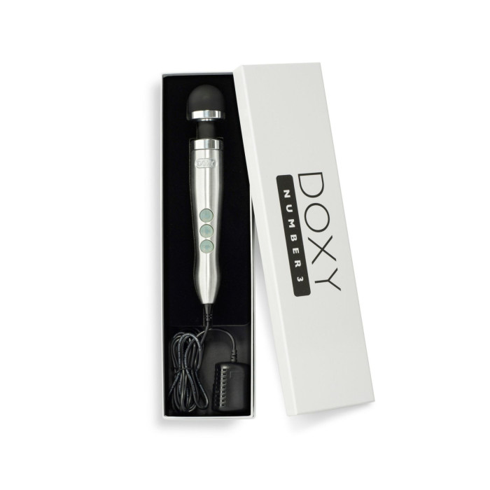 Вібромасажер DOXY Die Cast 3 Silver (Satin), дуже потужний, живлення 220В, металевий корпус