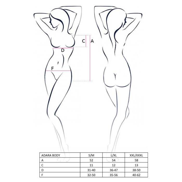 Боді-монокіні Passion ADARA BODY L/XL, black