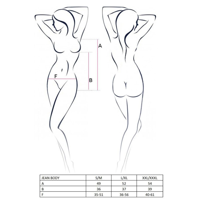 Боді монокіні під латекс Passion JEAN BODY XXL/XXXL, black