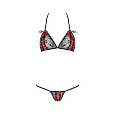 Комплект білизни Passion MELISSA BIKINI XXL/XXXL, black, ліф зі шнурівкою і трусики-стрінги
