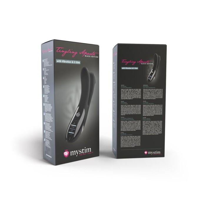 Вібратор подвійний з електростимуляцією Mystim Tingling Aparte eStim Black, міостимулятор
