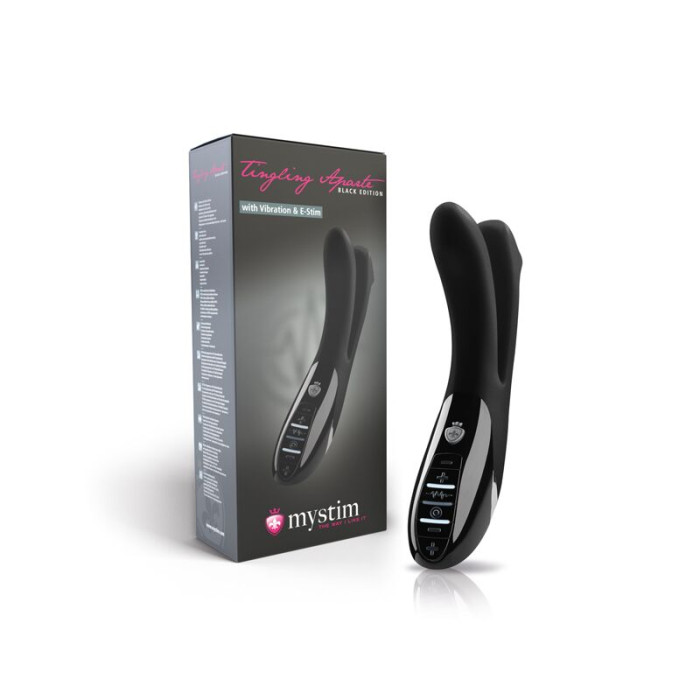 Вібратор подвійний з електростимуляцією Mystim Tingling Aparte eStim Black, міостимулятор