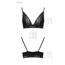 Еластичний топ з мереживом Passion PS001 TOP S, black