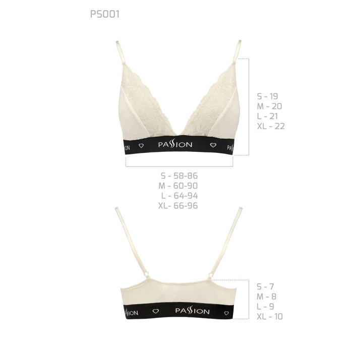 Еластичний топ з мереживом Passion PS001 TOP XL, ecru