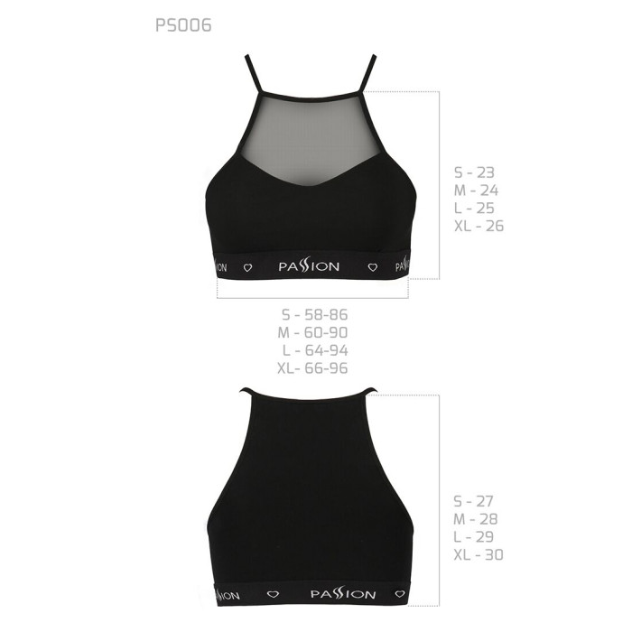 Спортивний топ з прозорою вставкою Passion PS006 TOP L, black
