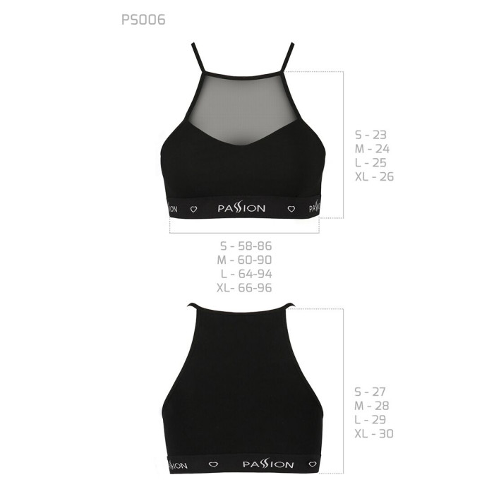 Спортивний топ з прозорою вставкою Passion PS006 TOP S, black