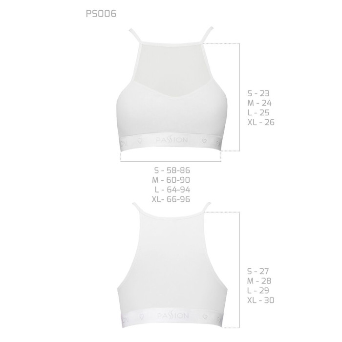 Спортивний топ з прозорою вставкою Passion PS006 TOP S, white