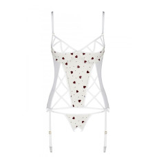 Корсет з підв'язками, стрінги Passion LOVELIA CORSET XXL/XXXL, white