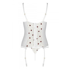 Корсет з підв'язками, стрінги Passion LOVELIA CORSET XXL/XXXL, white