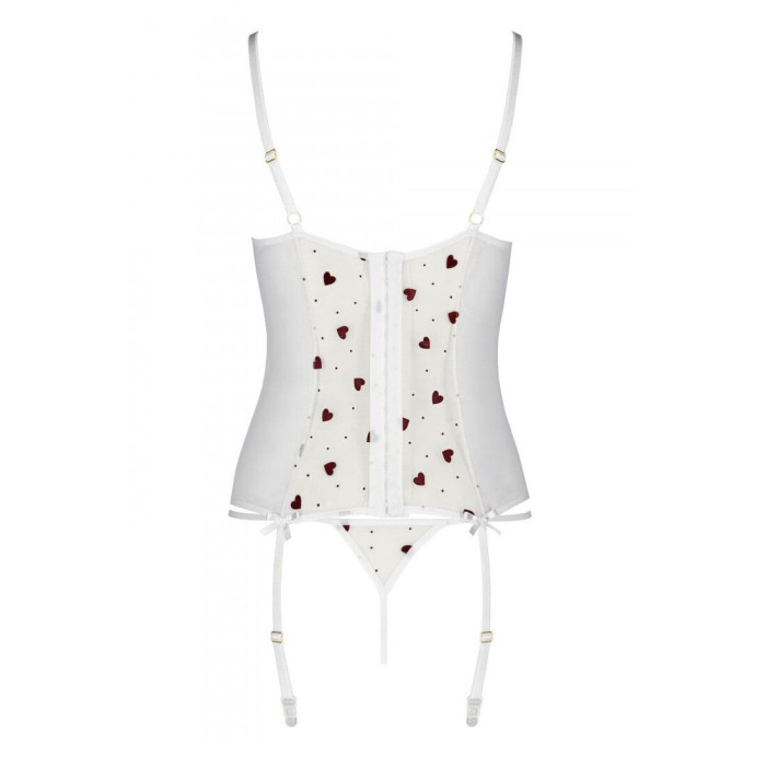 Корсет з підв'язками, стрінги Passion LOVELIA CORSET XXL/XXXL, white