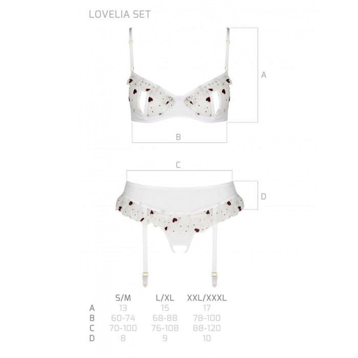 Сексуальний комплект з поясом для панчіх Passion LOVELIA SET XXL/XXXL, white