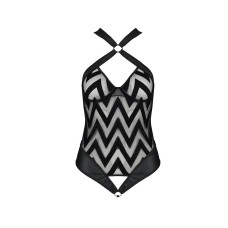 Сітчастий боді з халтером та ритмічним малюнком Passion Hima Body XXL/XXXL, black