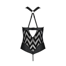 Сітчастий боді з халтером та ритмічним малюнком Passion Hima Body XXL/XXXL, black