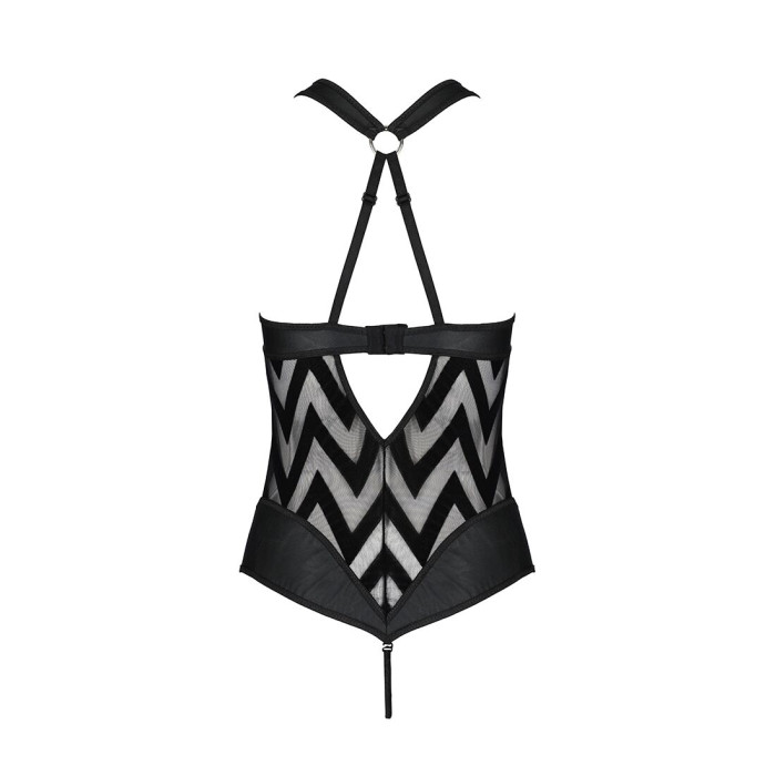 Сітчастий боді з халтером та ритмічним малюнком Passion Hima Body XXL/XXXL, black