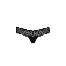 Мереживні трусики-танга з атласним бантиком Passion NAJA THONG XXL/XXXL, black