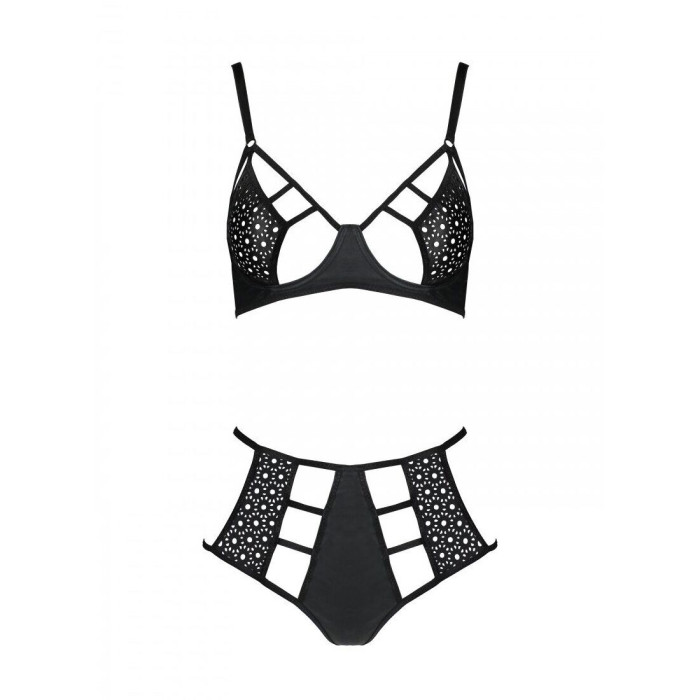 Розпродаж!!! Комплект з екошкіри Passion Tamaris Set black S/M, бюстгальтер та трусики