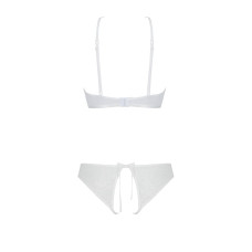 Комплект білизни Passion URSULA SET S/M, White, бра, трусики з ажурним декором та відкритим кроком