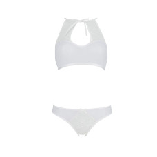 Комплект білизни Passion URSULA SET XXL/XXXL, White, бра, трусики з ажурним декором та відкритим кроком